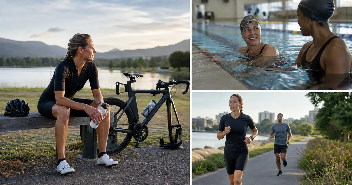 Cyclist adding pool swimming and easy running to first-triathlon preparation